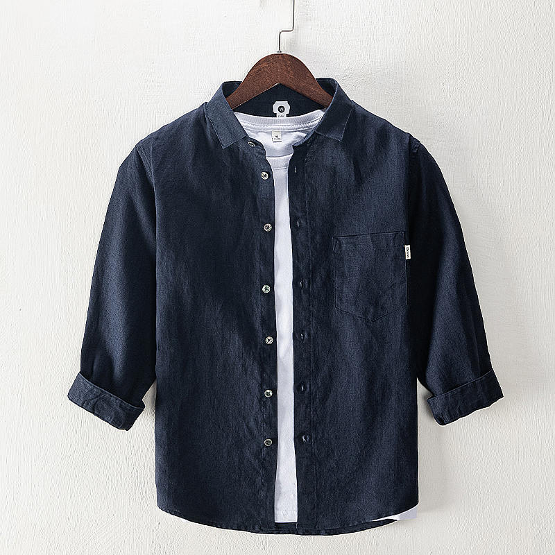 Pure Linen Pocket Casual Long Sleeve Shirt