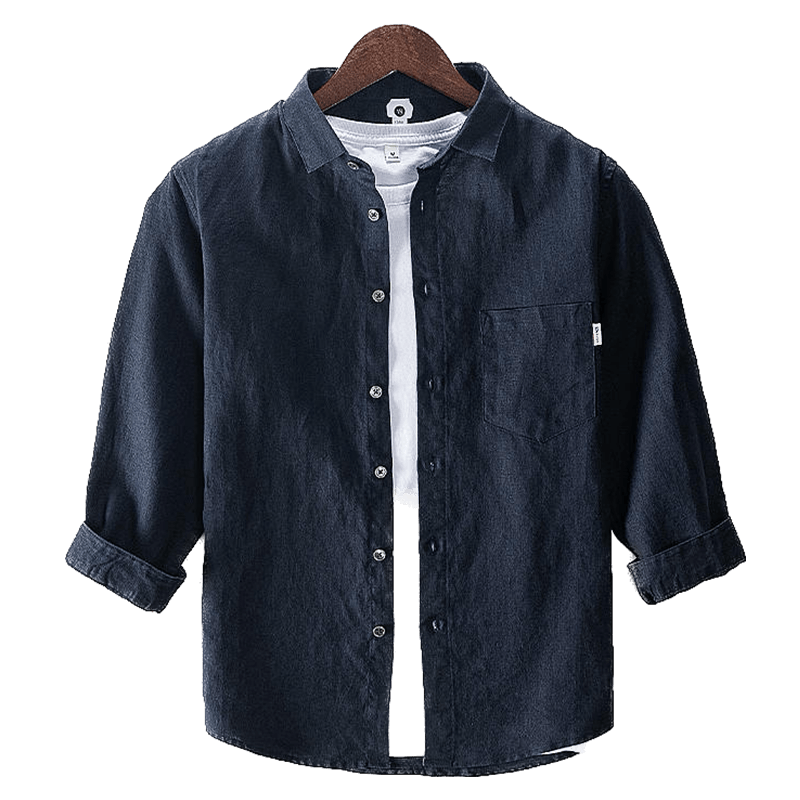 Pure Linen Pocket Casual Long Sleeve Shirt