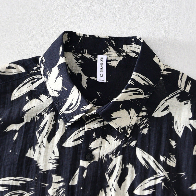 Printed Black And White Short-Sleeved Shirt