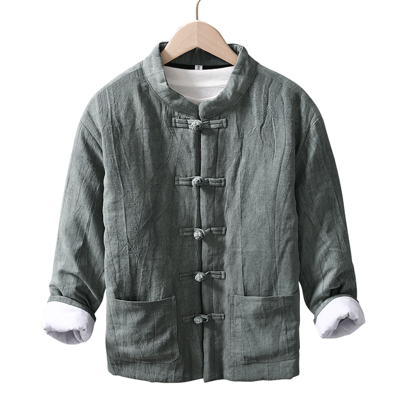 Ramie Stand Collar Thickened Jacket