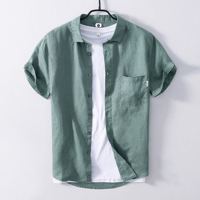 Pure Linen Breathable Casual Short Sleeve Shirt