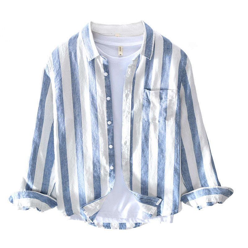 Pure Linen Vintage Stripe Long Sleeve Shirt