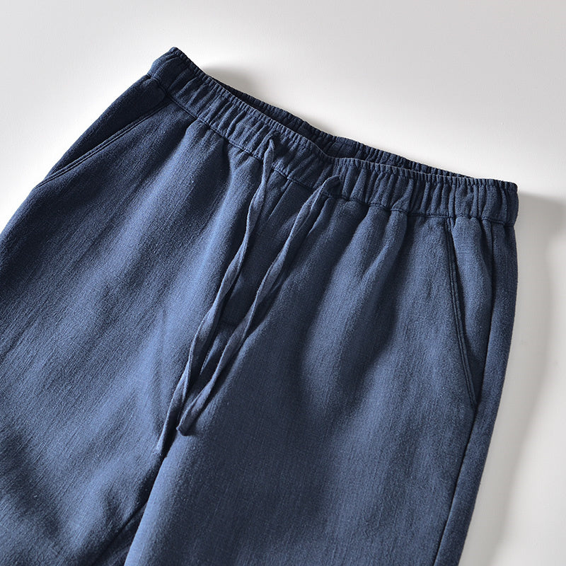 Ramie Retro Drawstring Fleece Pants