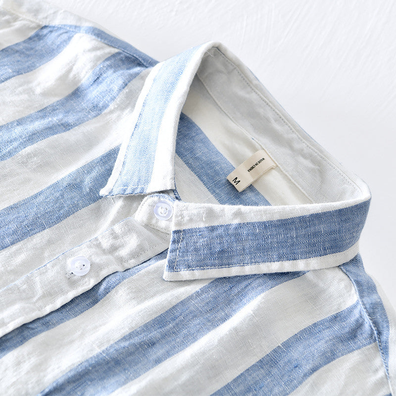 Pure Linen Vintage Stripe Long Sleeve Shirt