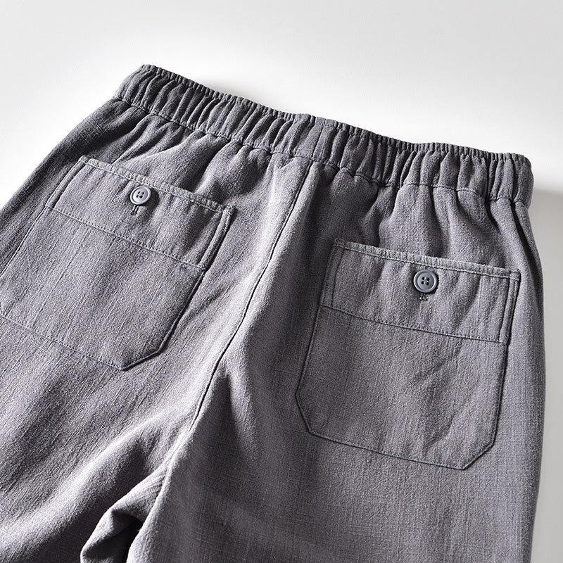 Ramie Retro Drawstring Fleece Pants