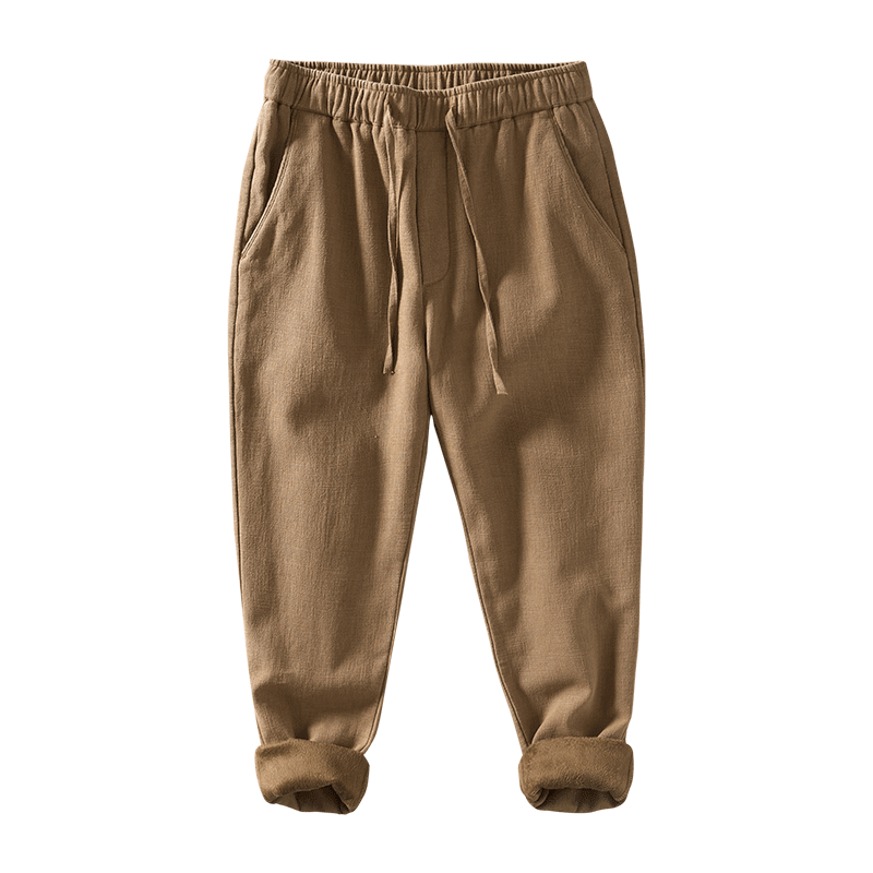 Ramie Retro Drawstring Fleece Pants