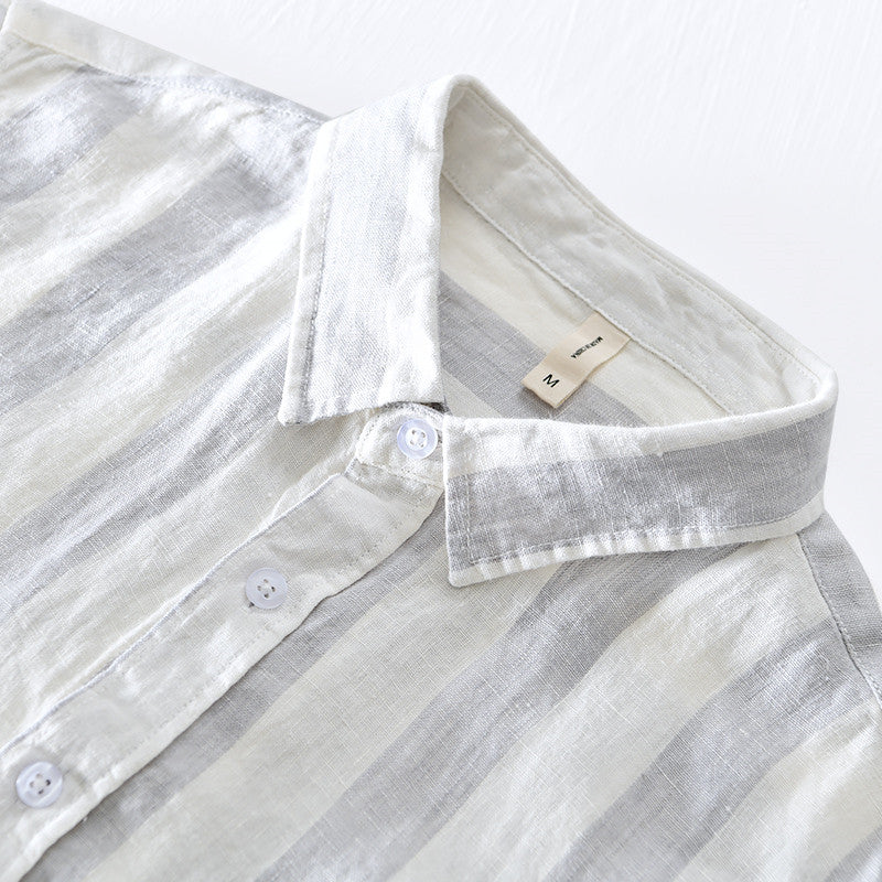 Pure Linen Vintage Stripe Long Sleeve Shirt