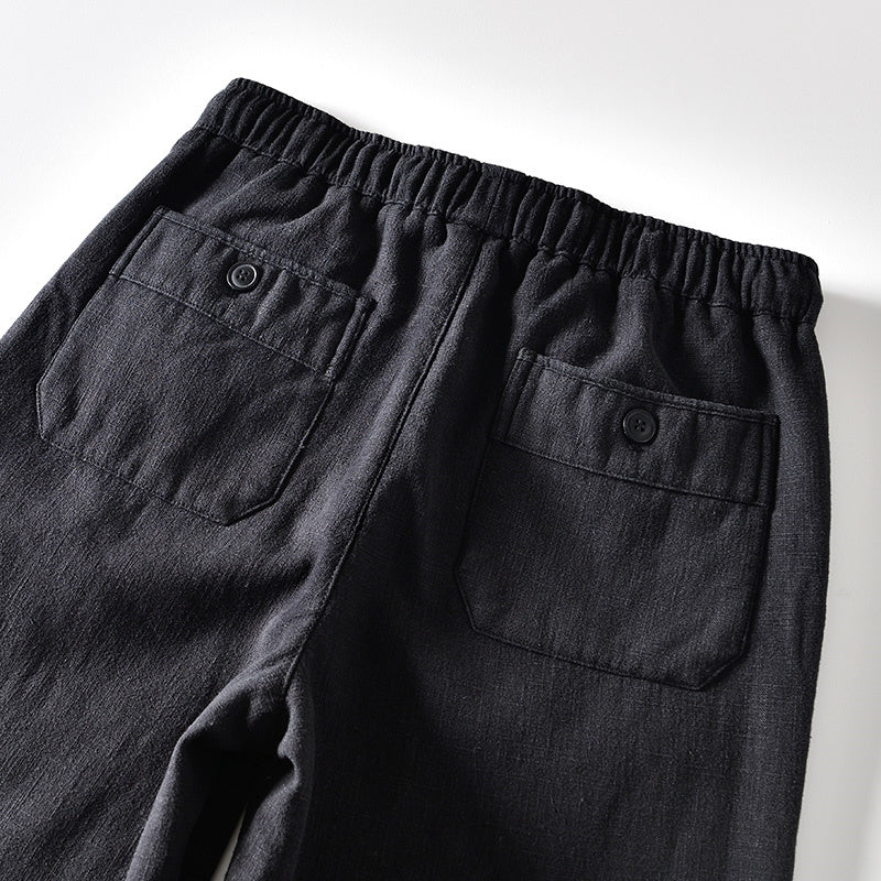 Ramie Retro Drawstring Fleece Pants