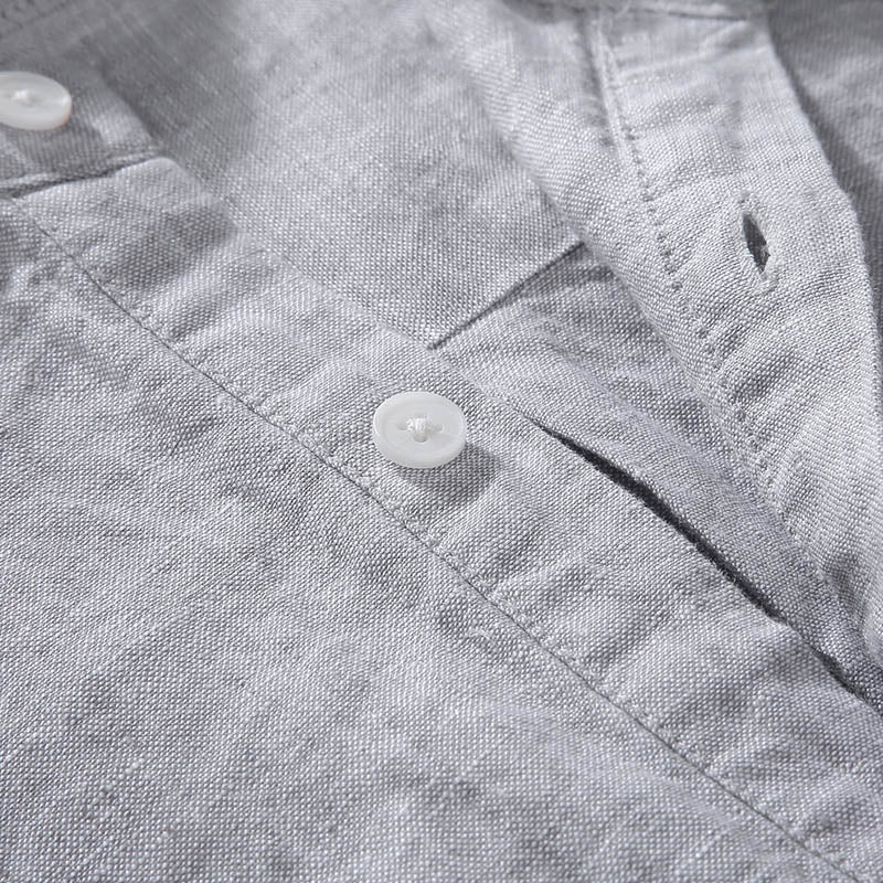 Cotton Linen Vintage Stand Collar Short Sleeve Shirt