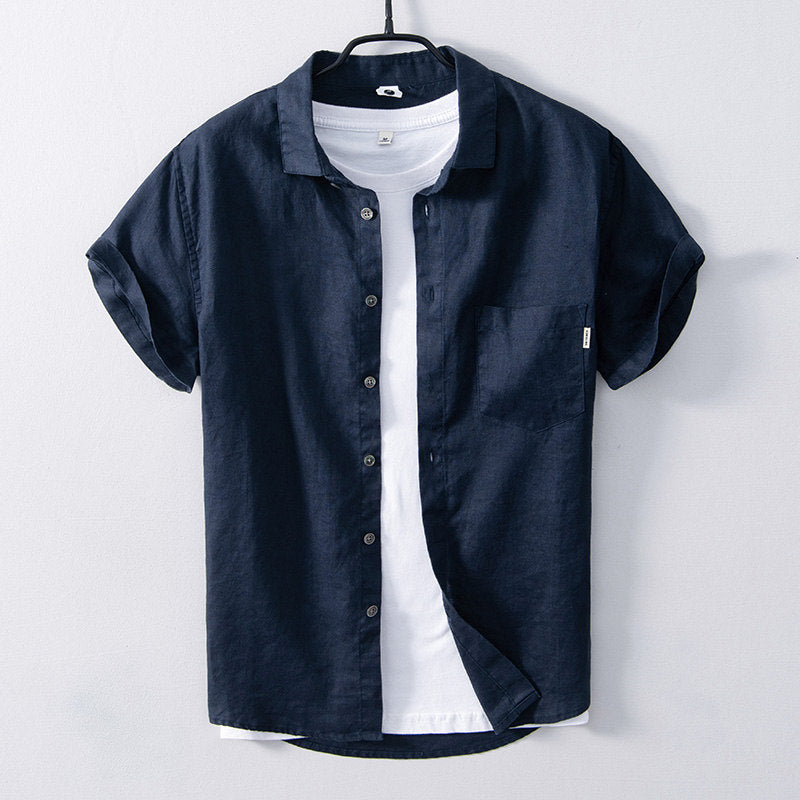 Pure Linen Breathable Casual Short Sleeve Shirt