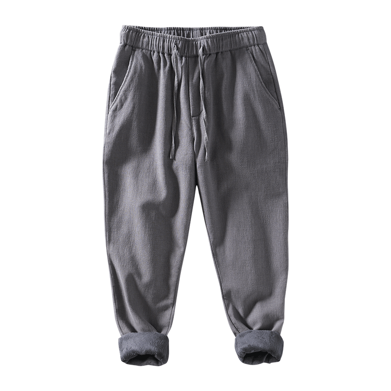 Ramie Retro Drawstring Fleece Pants