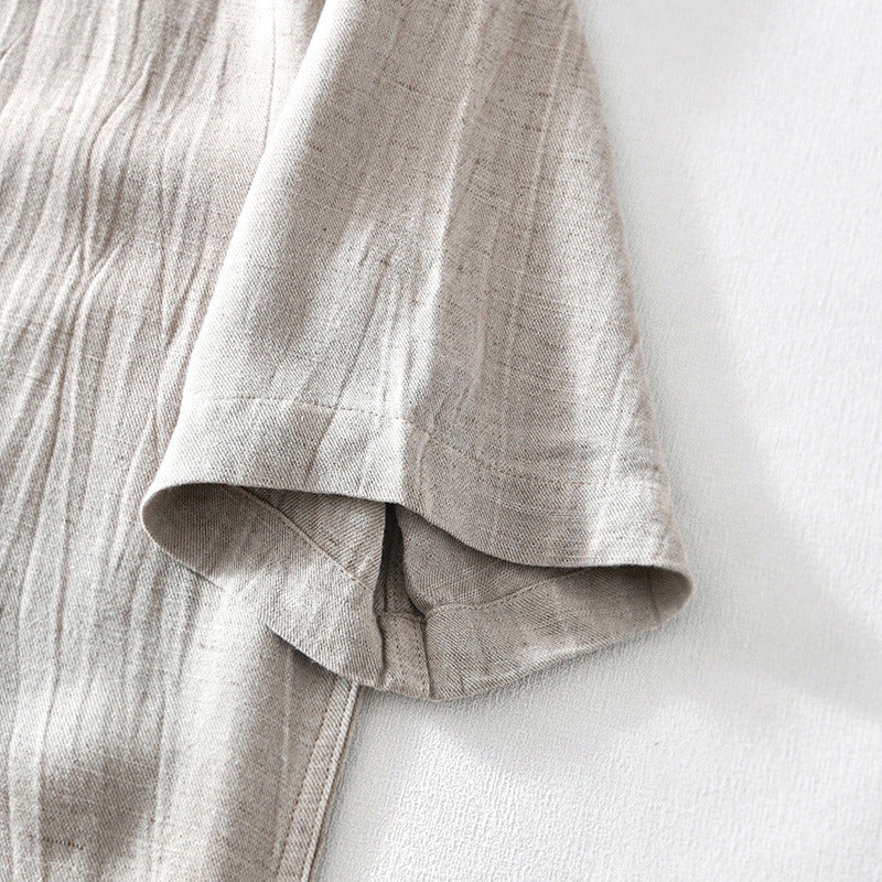 Linen Lapel Short Sleeve Shirt