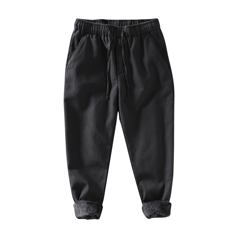 Ramie Retro Drawstring Fleece Pants