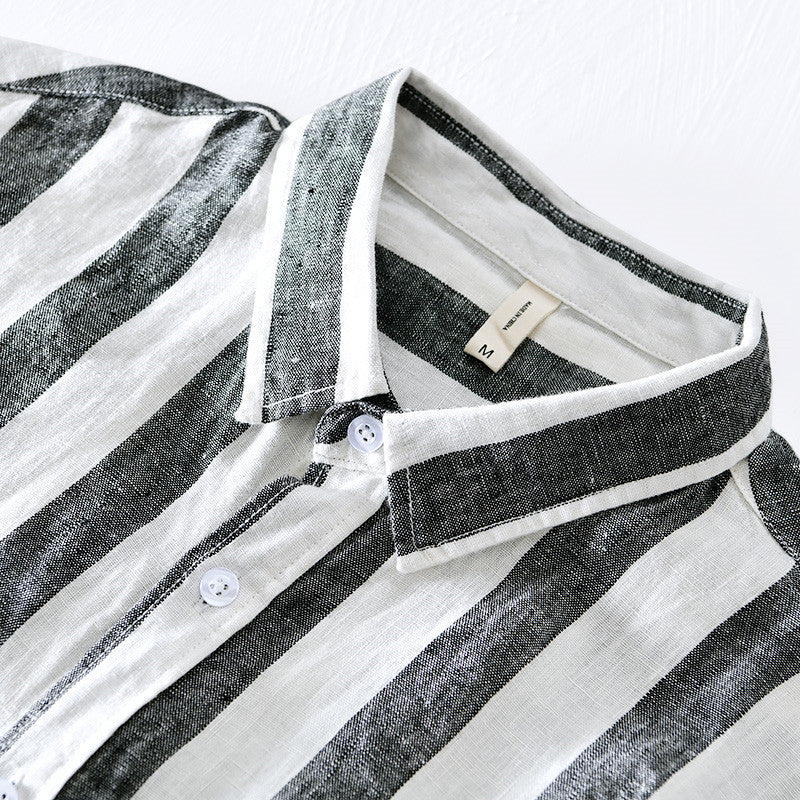 Pure Linen Vintage Stripe Long Sleeve Shirt