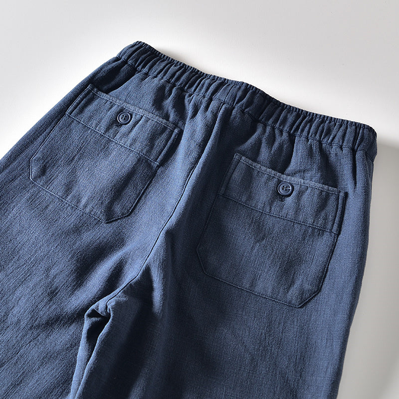 Ramie Retro Drawstring Fleece Pants