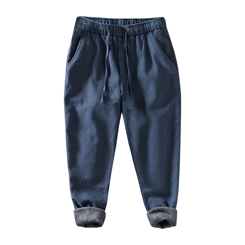 Ramie Retro Drawstring Fleece Pants