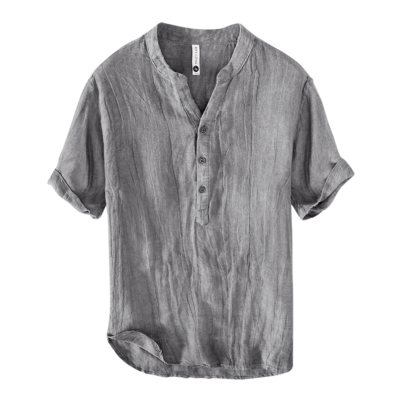 Pure Linen Vintage V-Neck Short Sleeve Shirt