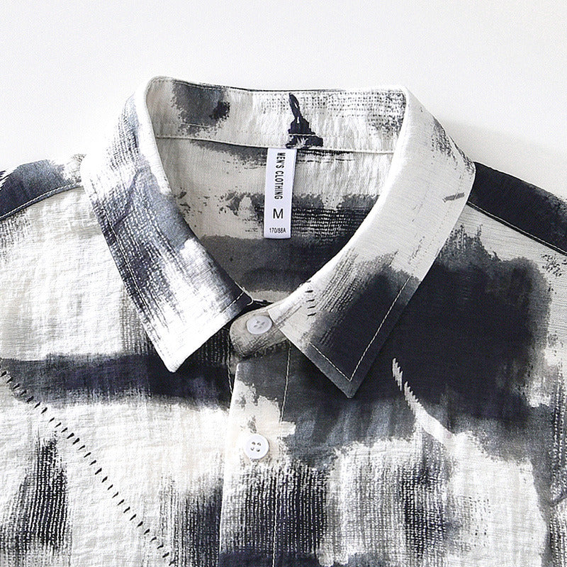 Linen Loose Printed Short-Sleeved Shirt